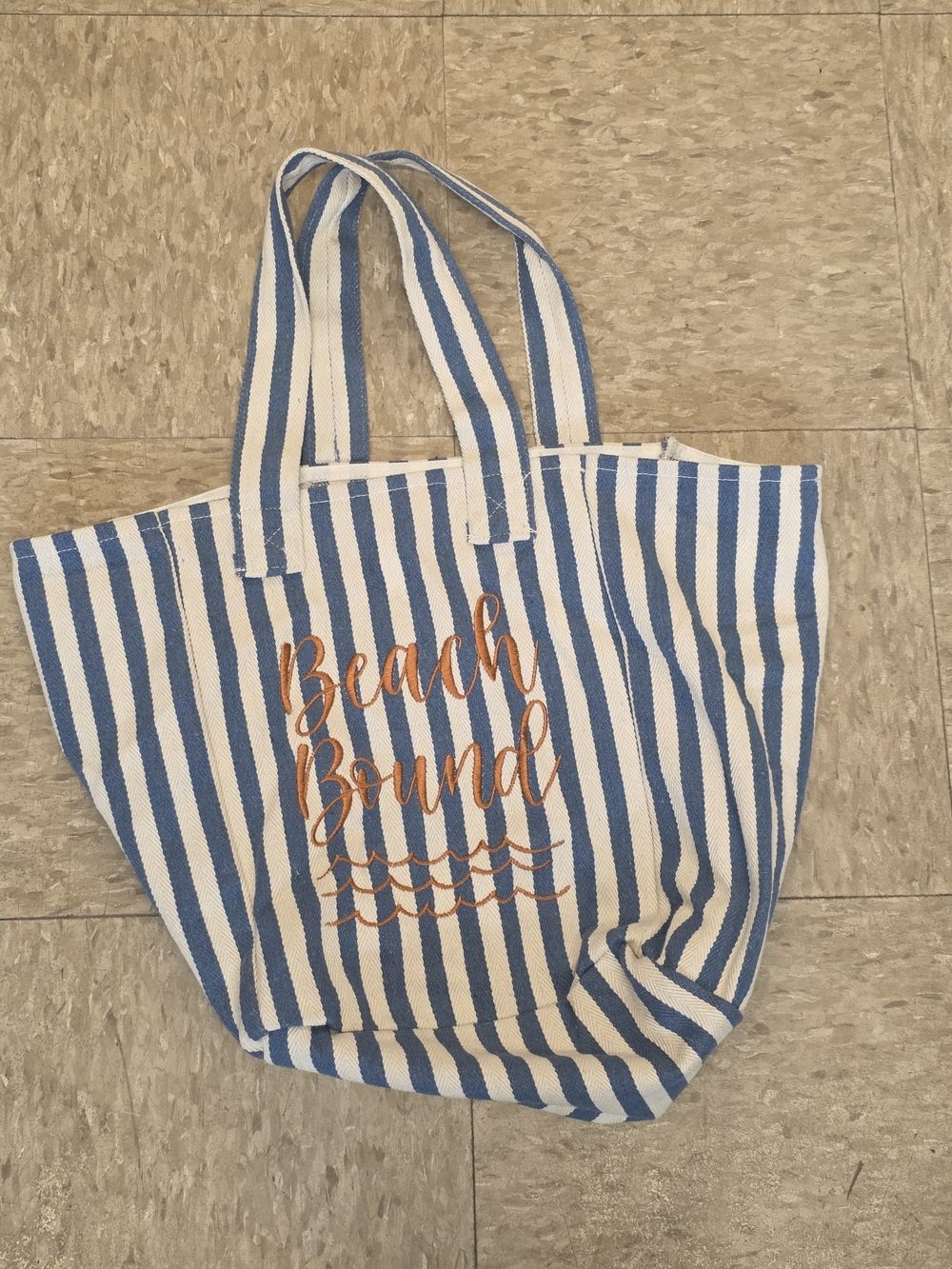 Maurices Striped Blue & White Beach Tote Bag - Beach Bound